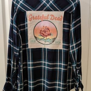 Grateful Dead Upcycled Flannel Shirt